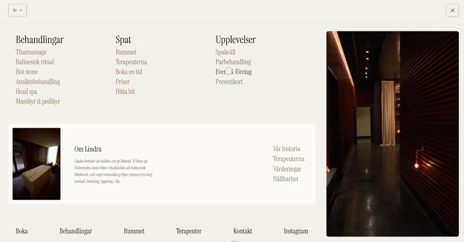 Lindra Spa — menyöverlägget med behandlingar, spat och upplevelser