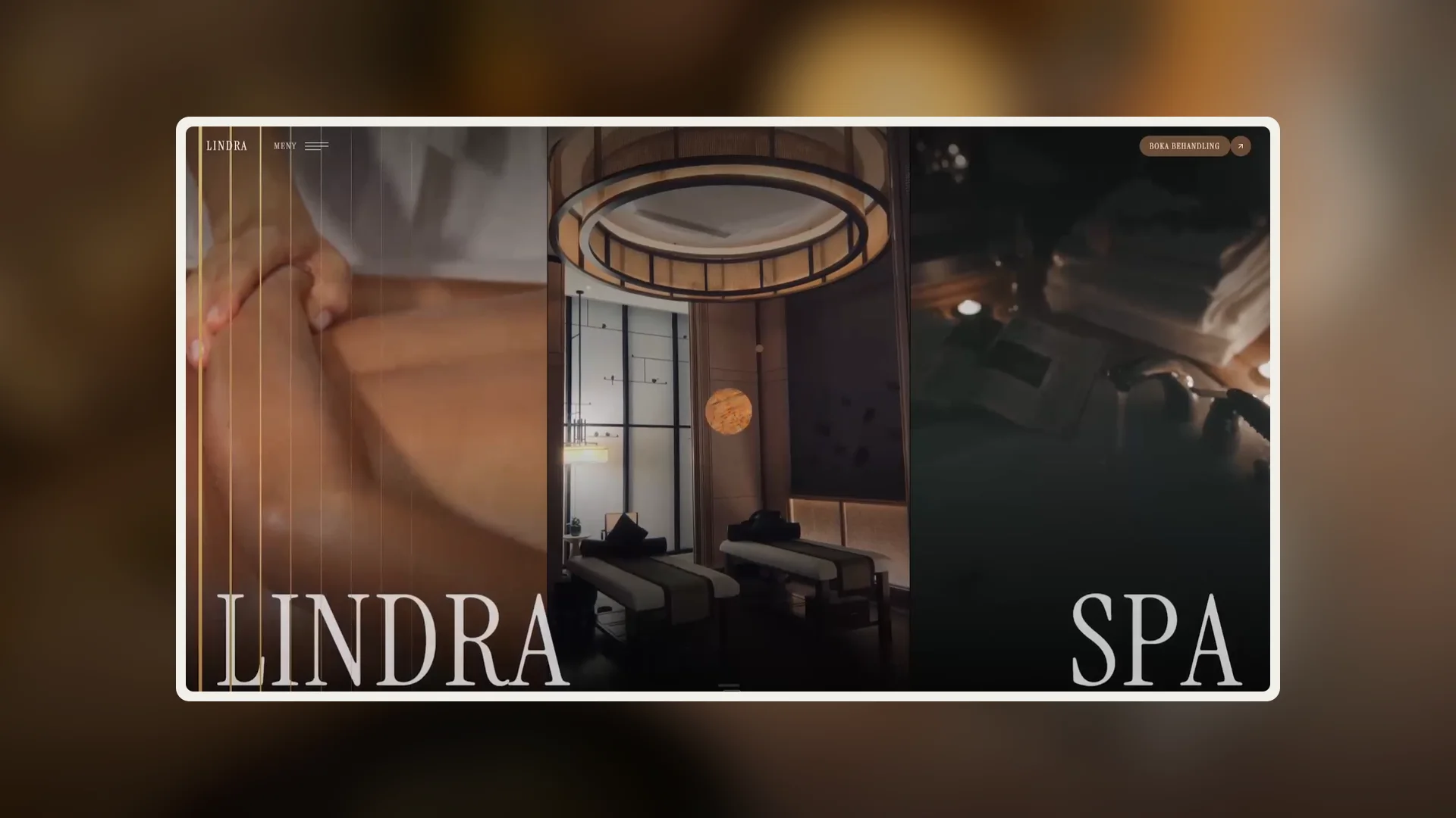 Lindra Spa — startsidan visad i en mockup